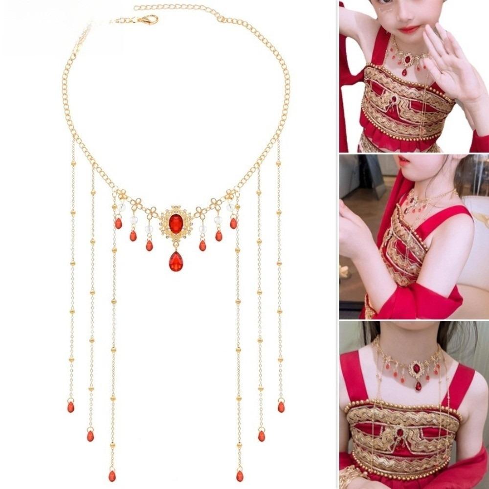 Water Droplet Clavicle Chain Sparkling Shiny Choker Elegant Rhinestone Necklace  Women