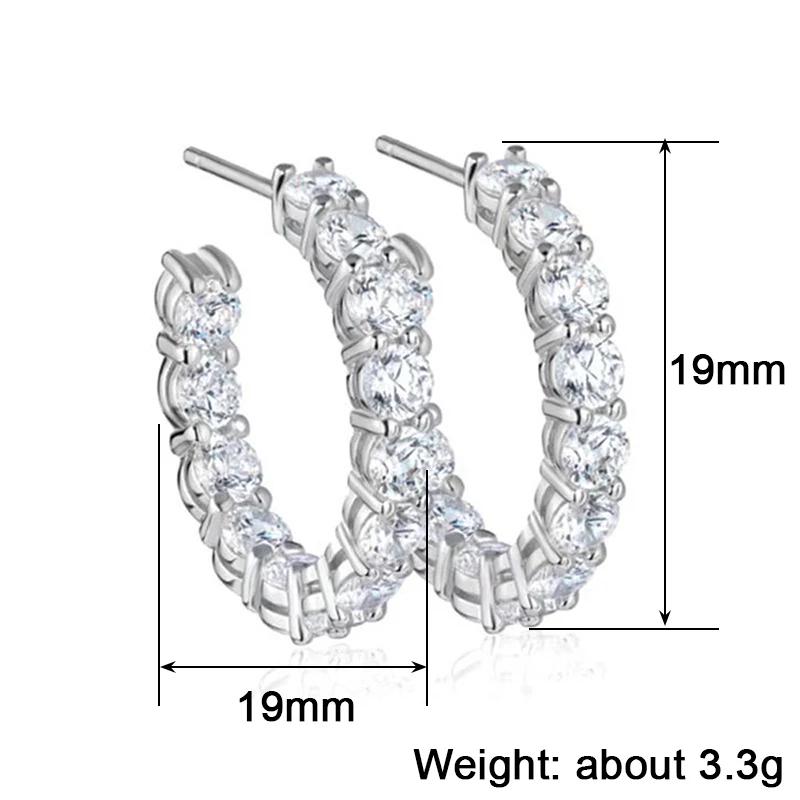 CAOSHI Trendy Silver Color Shiny Zirconia Hoop Earrings for Women Versatile Accessories for Engagement Ceremony Fashion Jewelry