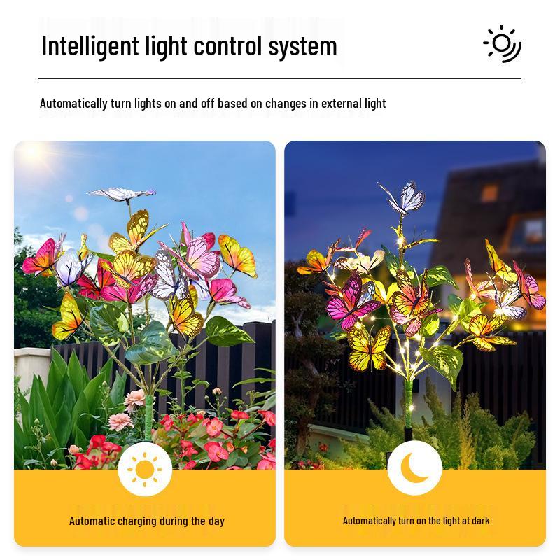 Waterproof LED Solar Butterfly Stake Lights for Outdoor Lawn and Courtyard