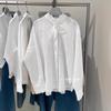 1116 New Spring Women's Clothing Fungus Edge Embroidered Hollow Lace-Up Open Shirt White Long Sleeve Top 116118