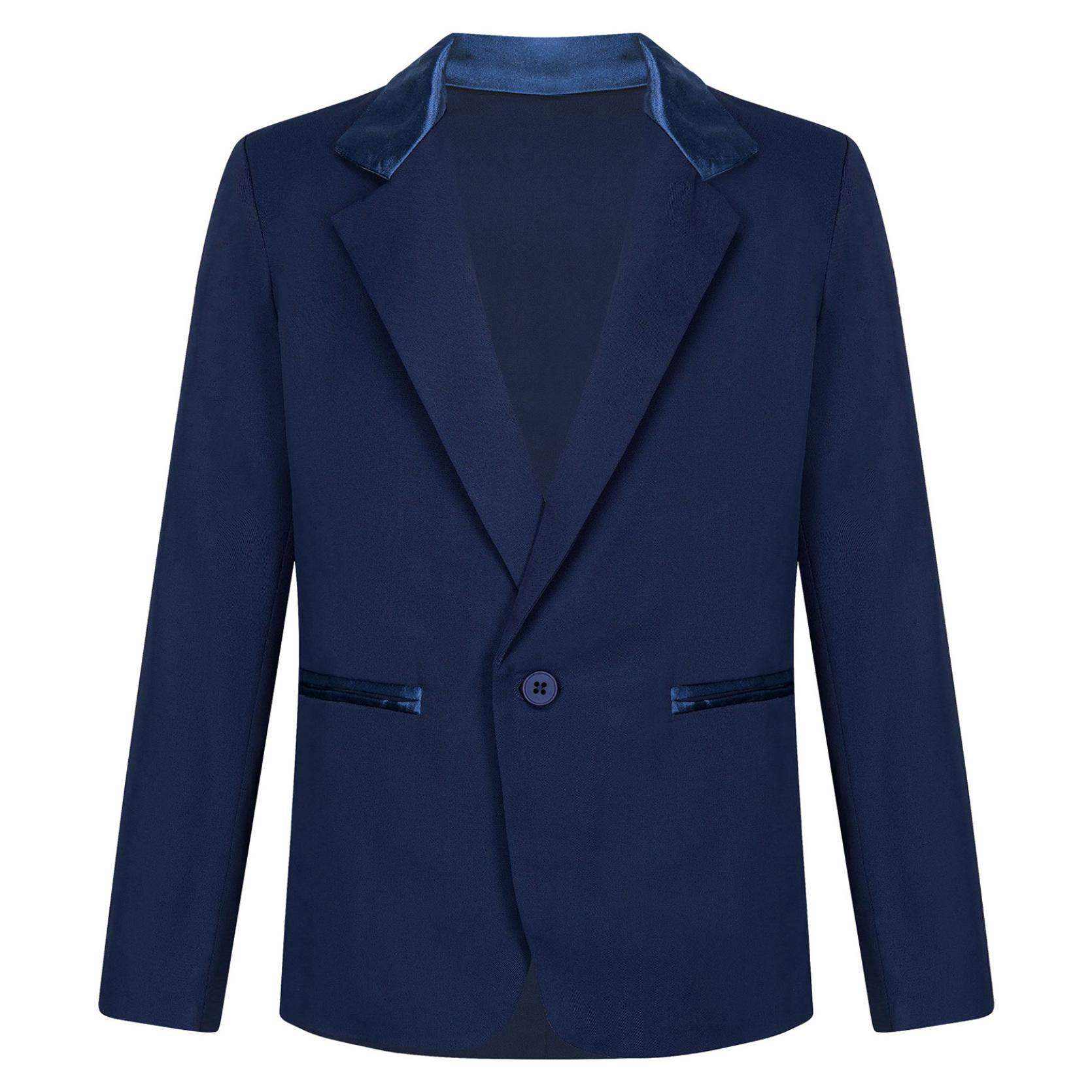 

Детский пиджак джентльмена для мальчиков с лацканами и одной пуговицей, пиджак, верхняя одежда, формальный костюм для свадебной вечеринки 13-14 Years темно-синий