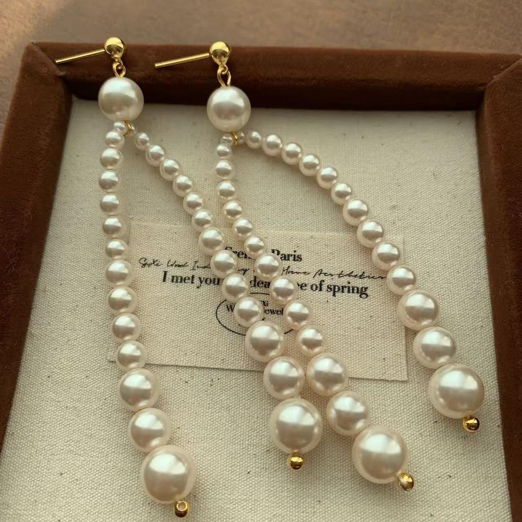 Classic Elegant Pearl Earrings Earrings Tassel Retro Exquisite Niche Premium Daily Light Luxury Versatile Earrings