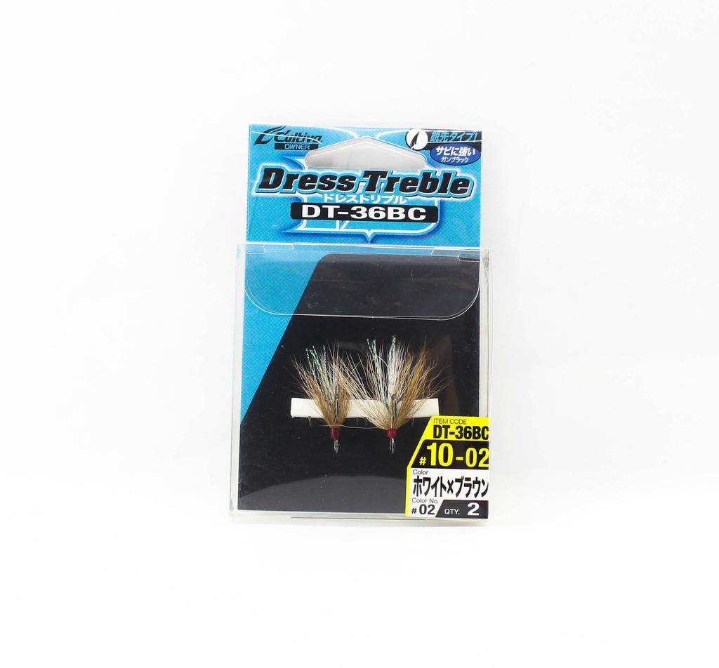 Owner DT-36 BC Dress Treble Hook Size 10 White Brown (8031)