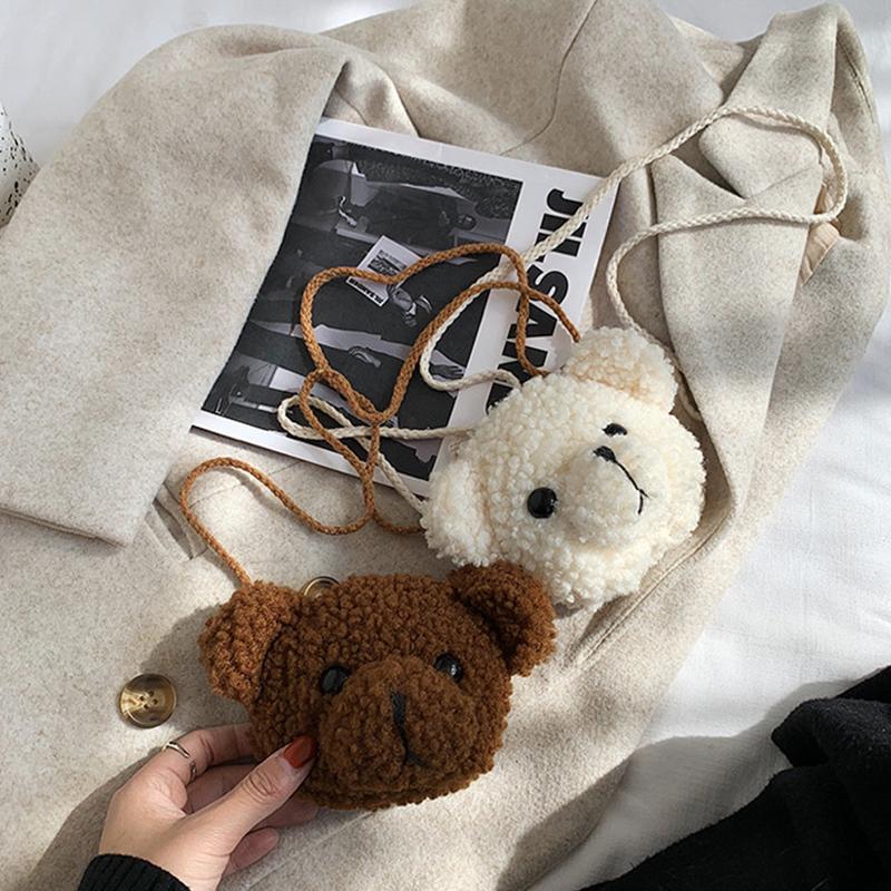 Cute Cartoon Bear Shoulder Bag For Children Kids Messenger Bags Animals Backpack Stuffed Plush Single Shoulder Bag Girls Purses