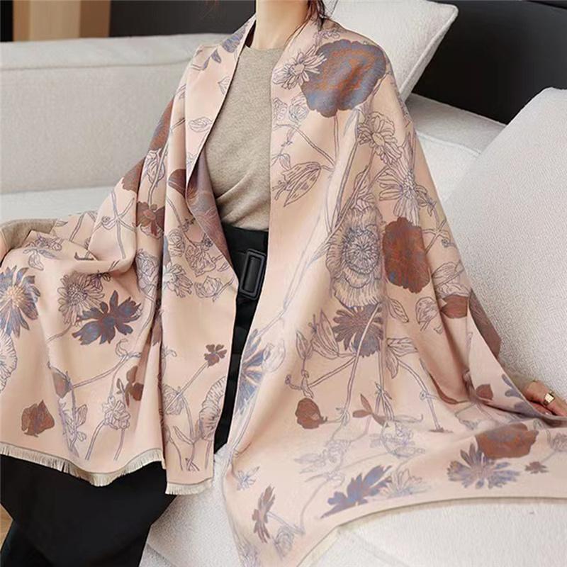 185*65cm Hochwertiger doppelseitiger, verdickter Kaschmir-Imitat-Schal, bedruckt, warmer Schal, Geschenk für Frauen