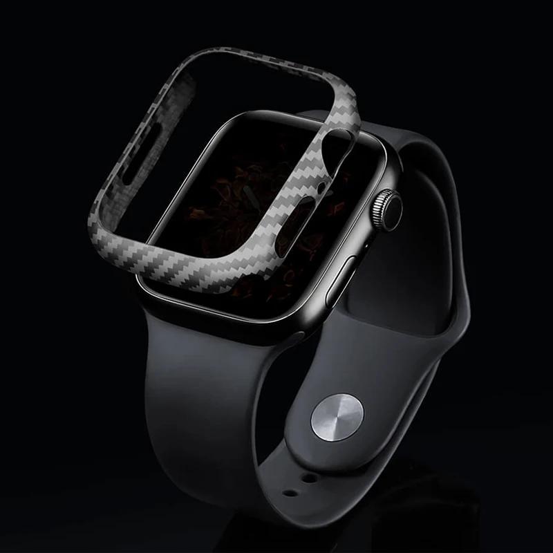 Protector de Fibra de Carbono Tapa Dura Para Accesorios de Carcasa de Apple Watch 44mm 45mm 41mm 40mm no es cristal iwatch Serie 9 8 7 6 5 4 3 SE