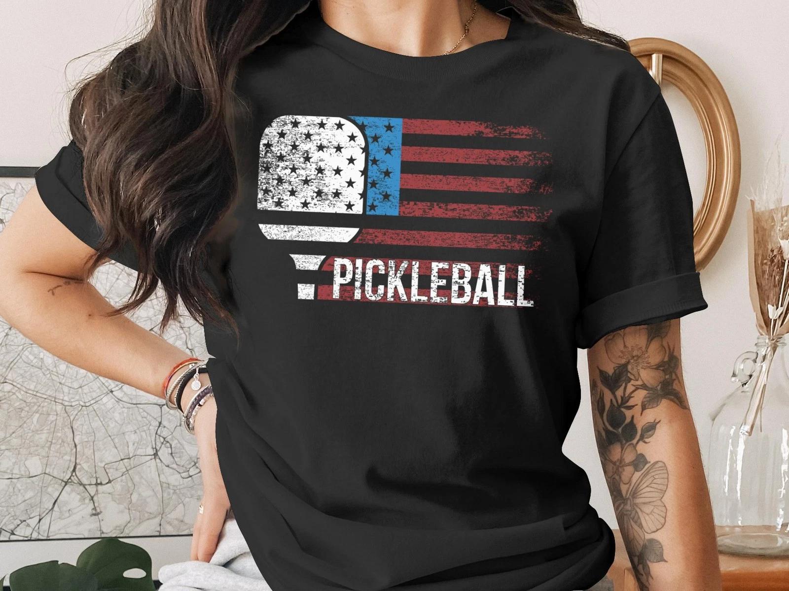 Pickleball T Shirt Comfort Colors American Flag Patriotic Sport Gift USA 4XL