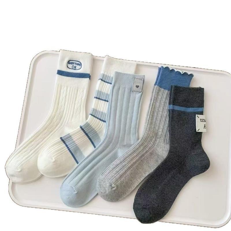 Women's Spring and Summer Thin Cloth Label Embroidered Outer Wear In The Tube Pile Socks