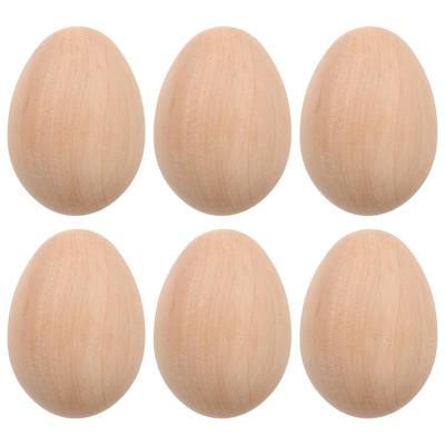 Healifty Träpåskägg, Set om 6, Omålade Dummyägg, för Tolemålning, DIY-hantverk, Handgjorda Äggformer, Leksaker, Låtsaslek, Matprover,