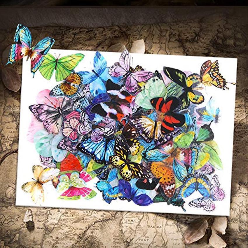 40 PCS Vintage Butterfly PET Transparent Stickers Set Butterflies Resin Decals for Scrapbook DIY Crafts Laptops