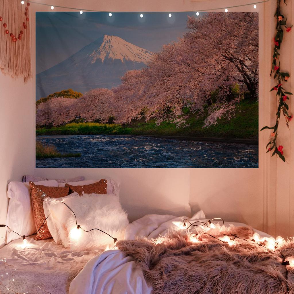 Tapestry Wall Hanging Kawazu Cherry and Dancing Cherry Natural Stylish Fabric Interior Change the Atmosphere 100cm Long x 150cm GT0032A U-SITU Decor,