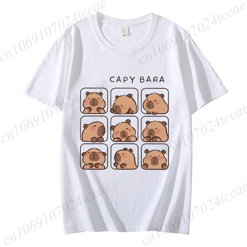Cute Capybara Loves Bubble Tea Print Women Kids T-Shirt Summer Children's Short-sleeved Casual Pink Tops Adults Boys Girls Gifts