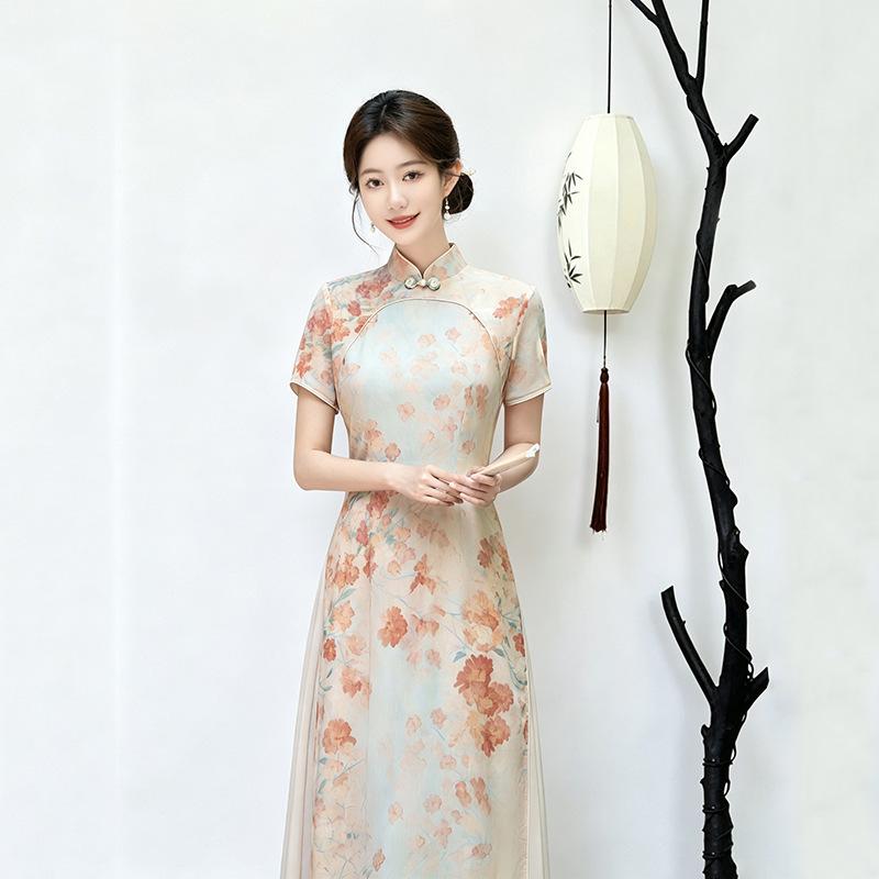 Skinny Aodai national style new Chinese Suzhou cheongsam improved young women's high sense daily wear dress