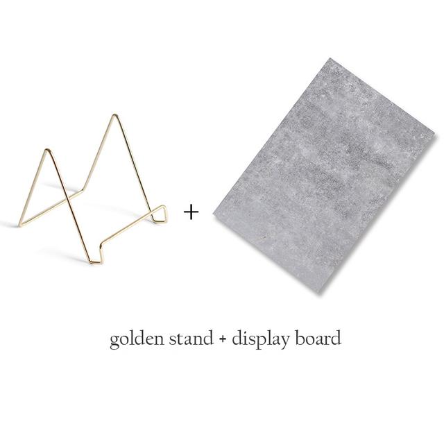 Nail Art Display Board with Gold Stands Holder Marble Pattern Background Photography Props Showcase Tools
