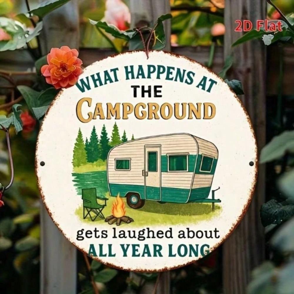 Metal Wall Art Vintage Camping Sign Garage Decor