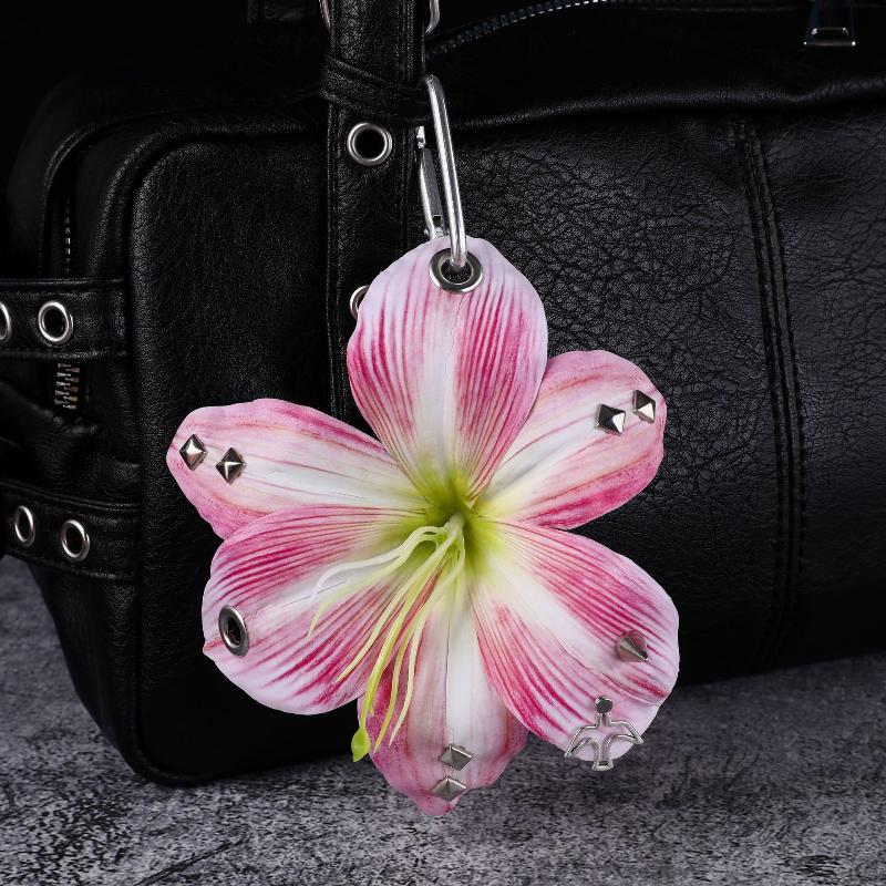 Portachiavi Fiori di Giglio Simulati Ciondoli per Telefono Portachiavi Elegante con Ciondolo Fiore Decorazione da Appendere alla Borsa per Gioielli da Donna Regalo