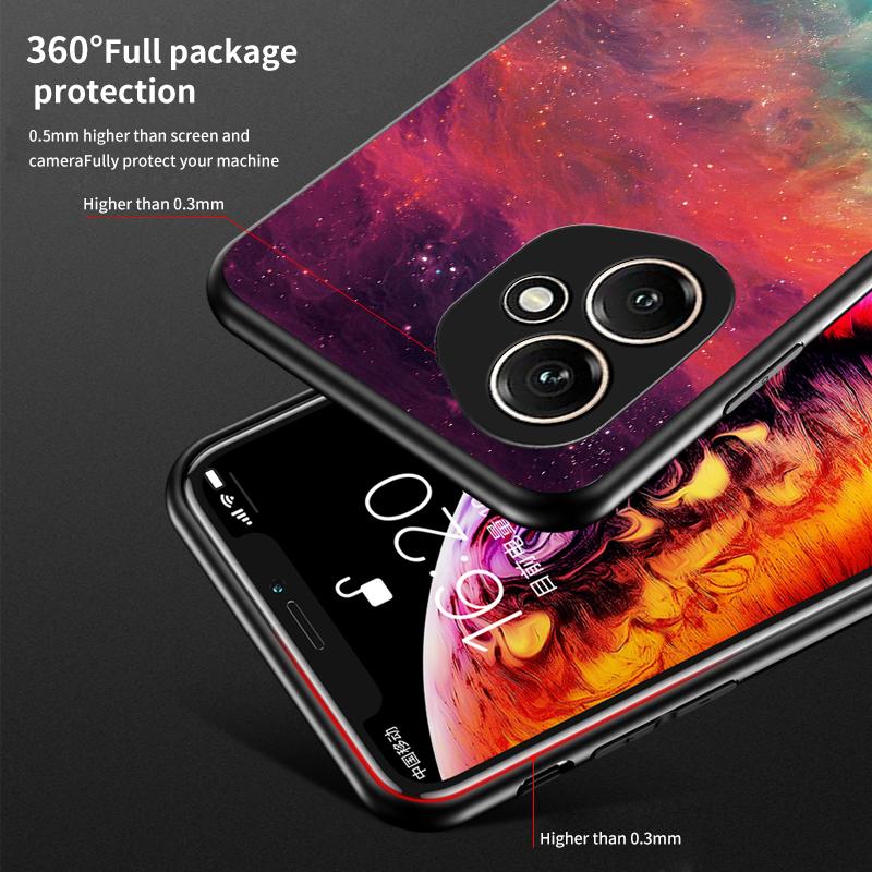 For Honor 400 5G (Global) Case Starry Sky Pattern Tempered Glass Phone Cover