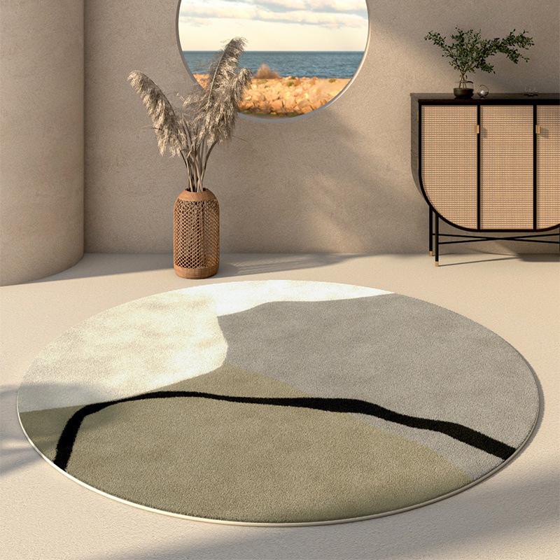 Round Faux Cashmere Wabi-Sabi Rug for Living Room, Bedroom, or Office