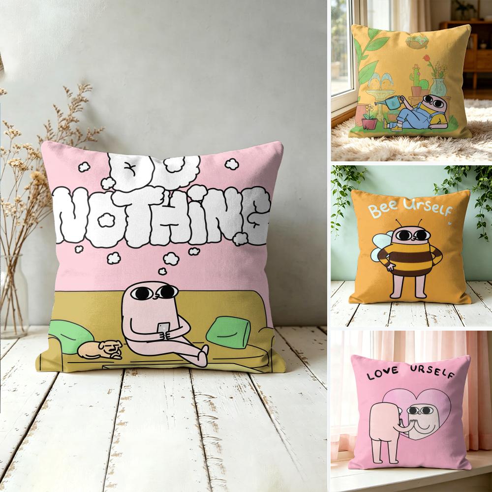 FUNNY Cartoon KKETNIPZ Cushion Cover Square Pillow Bedroom Sofa Leisure Comfort Living Room Home Decoration X
