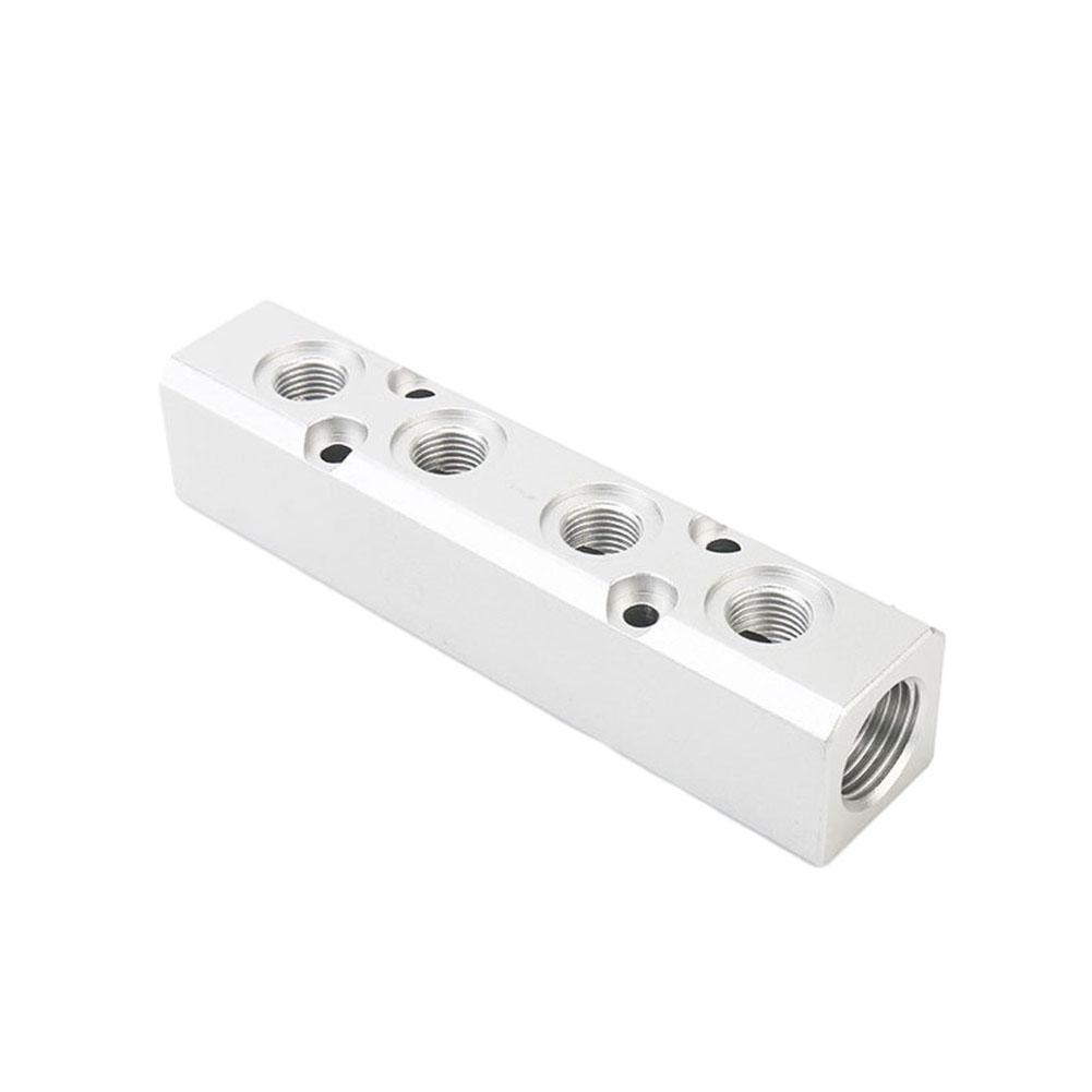 Air Hose Manifold Blocks G1 4 Port Pump Splitter Threaded Fitting High Hardness Inline Smooth Anti Oxidation Convenient Cylinder