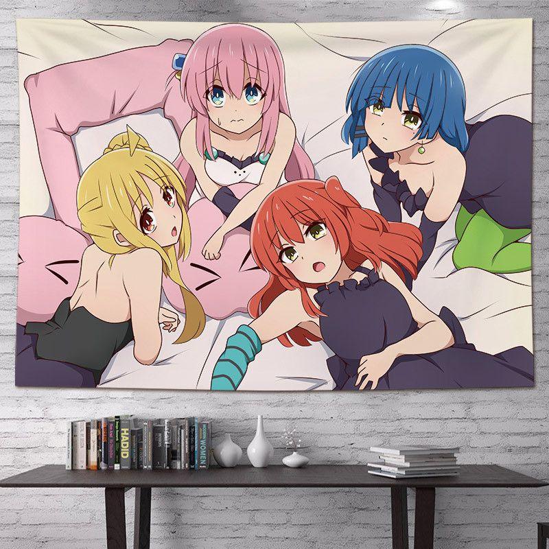 Bocchi The Rock Anime Wall Tapestry Four Girls Crosswalk Band Manga Home Decor Durable Thick Soft Cozy Aesthetic Gift
