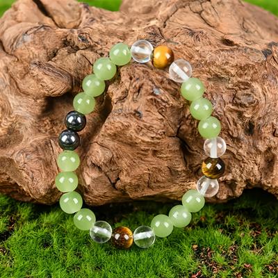 Inspired Tiger's Eye Stone Crystal Bracelet Solid Color Stone Bracelet Ladies And Women Faux Crystal Infused 8mm Crystal Beads Sparkling  Jewelry