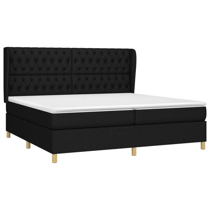 Sommier à lattes avec matelas - Maison Exclusive - 200x200 cm - Tête de lit réglable - Noir
