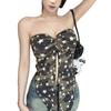 With chest pads, sexy Spice Girl style leopard print print one-word collar circumference chest wrap vest, summer backless tube top