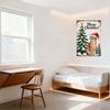 Vintage Christmas Metal Sign Rustic Aged Border with Tree, Cat & Snowy Scene, 'Merry Christmas!' Text Wall Decor for Home Cafe B