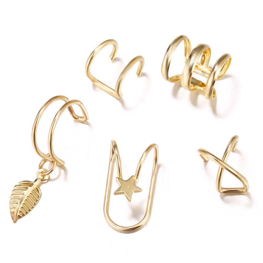 

Creative Double-Layer U-Shaped Ear Bone Clip Set - 5 Non-Pierced Cartilage Earrings