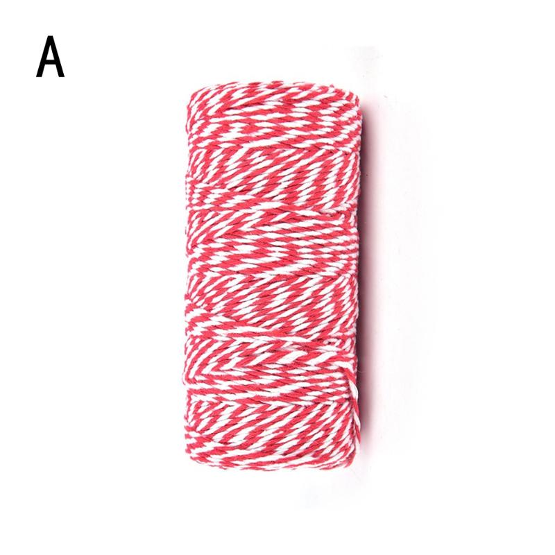 

100M X 2Mm Cotton Cords Red Green White Mixed Color Hang Tag String Rope Twine Thread Diy Gift Wrap Ribbon Christmas Decoratio