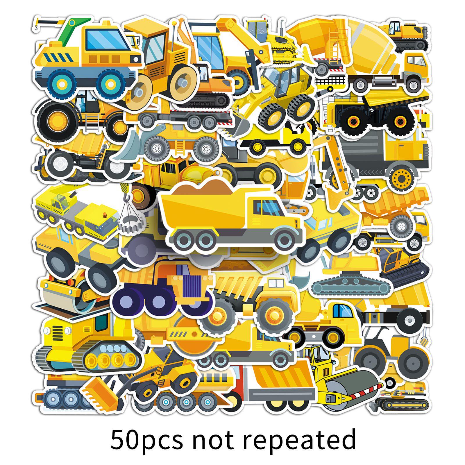 50pcs Construction Vehicle Graffiti Stickers for Scrapbooks & Luggage