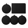 5PCS Black Heat Insulated Pad Round Cook Top Non Slip Pad  For Home Kitchen