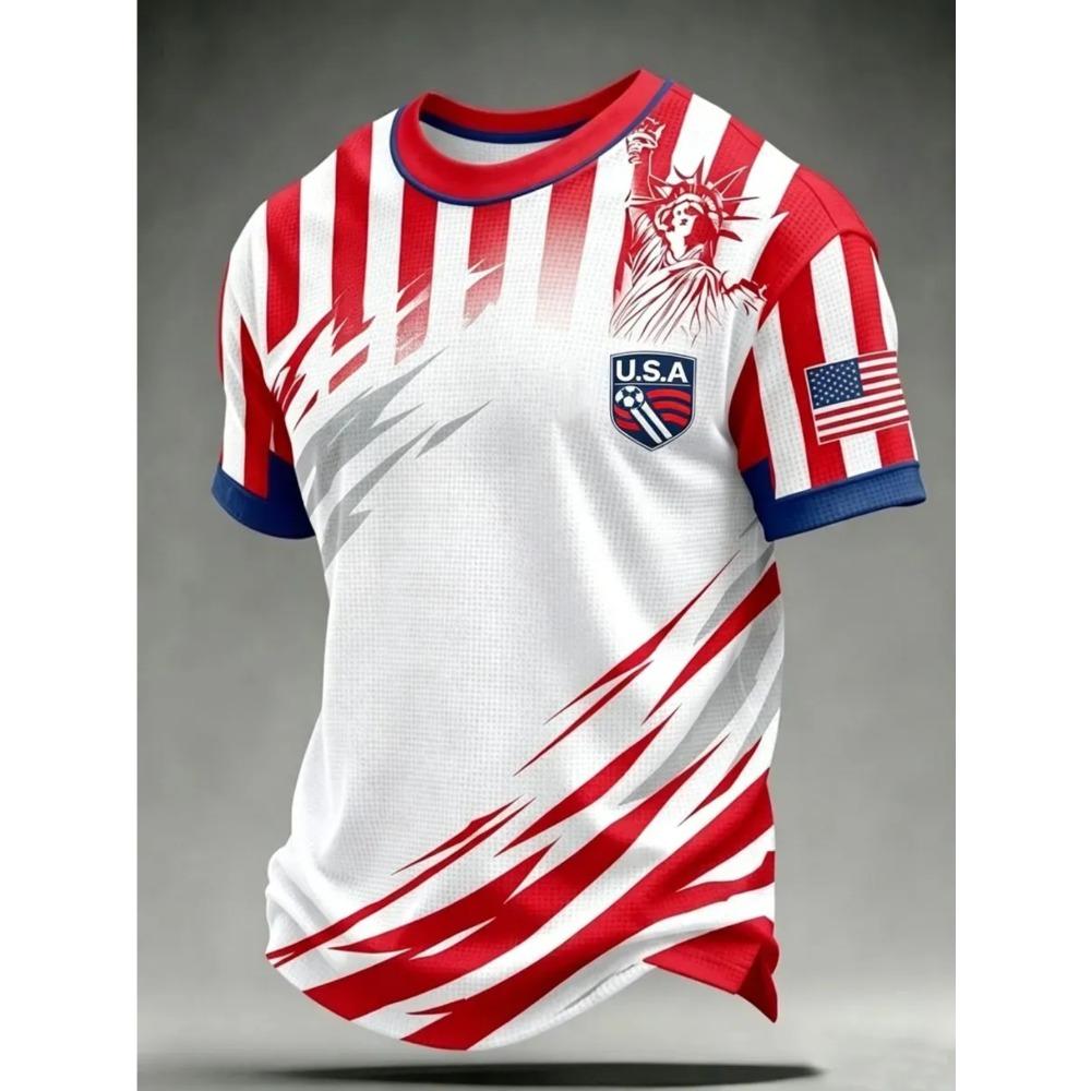 Bilateral tailoring crew neck football jersey with serrated stripes Liberty Star American fans holiday sportswear