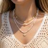 Gold Color Multilayer Starfish Shell Pendant Necklace For Women Boho Imitation Pearl Beads Choker Summer Beach Vacation Jewelry
