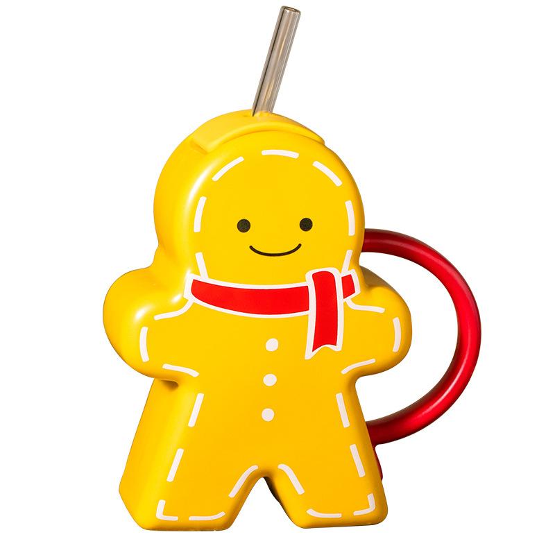 Cute Cute Gingerbread Man Ceramic Water Cup Girl Couple Christmas Gift Office Home Afternoon Tea Water Cup