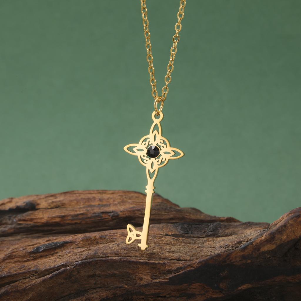 Dreamtimes Stainless Steel Witches Knot Pendant Necklace for Women Men Celtic Cross Witch Witchy Magic Knot Jewelry Amulet Gifts