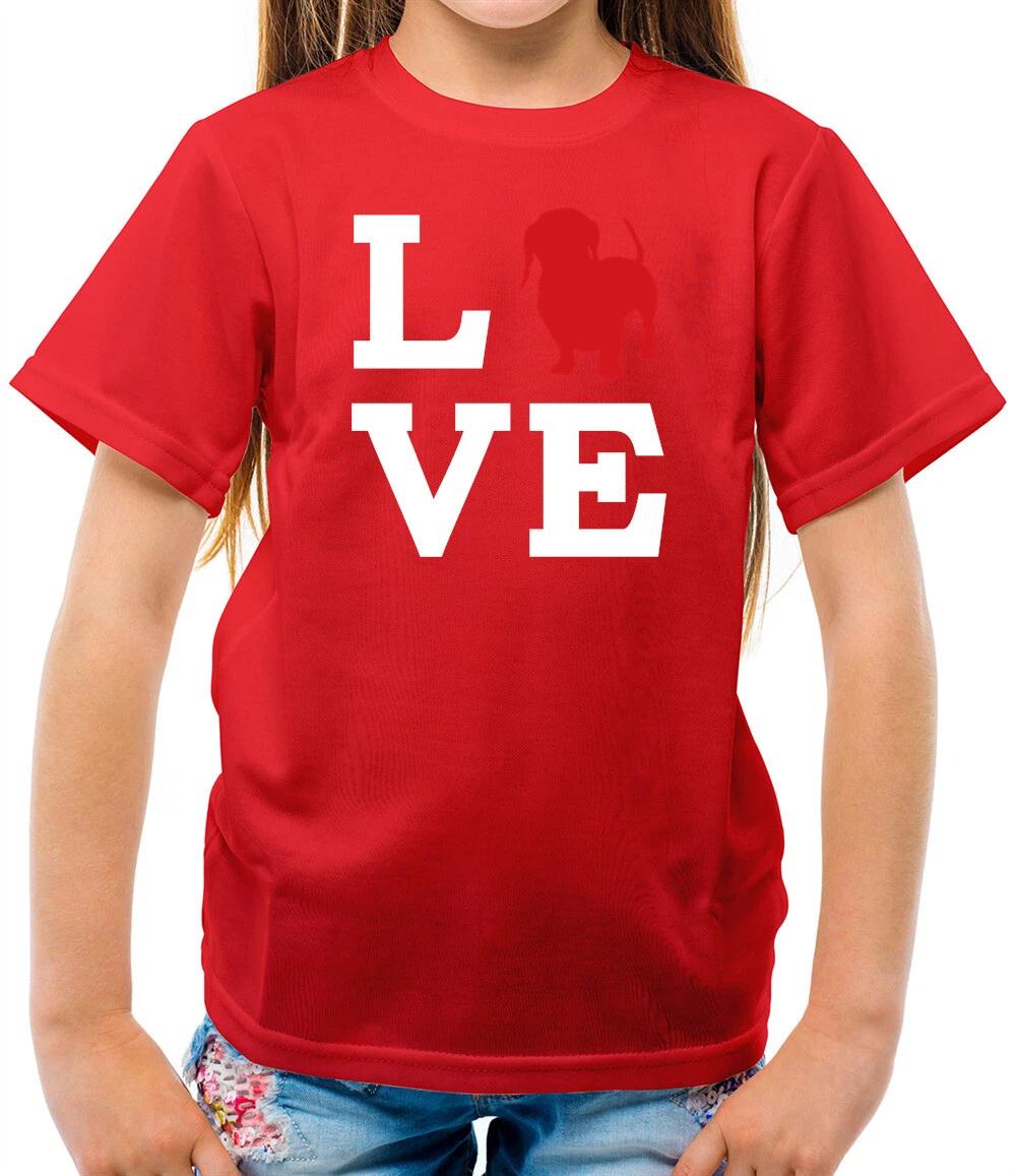 Love Dachshund Dog Silhouette - Kids T-Shirt - Dogs - Puppy - Pet - Owner - Vet 100