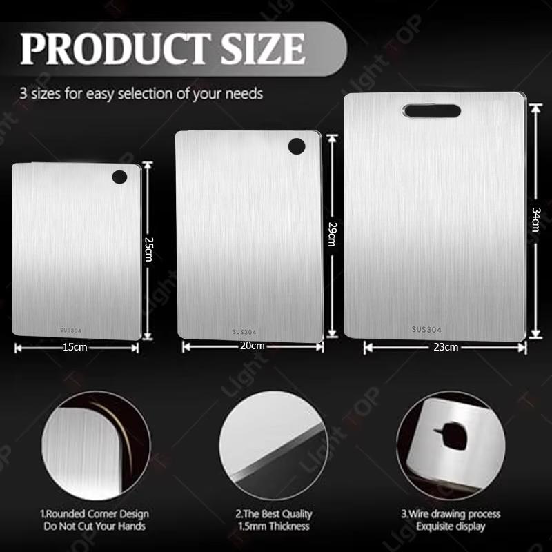 Stainless Steel Cutting Boards Multi-Purpose Double Sided Chopping Boards for Cutting Meat Fruit and Vegetable Food Grade Board
