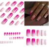24Pcs Long Press On Nails Coffin French Fake Nails Tip Gradient Acrylic Nails Glossy False Nails for Women Girls