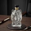 Wolfskopf Whiskey-Karaffe, 3D-Glas-Wolf-Spirituosenflasche mit Stopfen, Handgeblasener Tier-Weinspender für die Hausbar, Geschenkbox