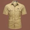 Men's Outdoor Iron-Free Short Sleeve Cotton Work Shirt