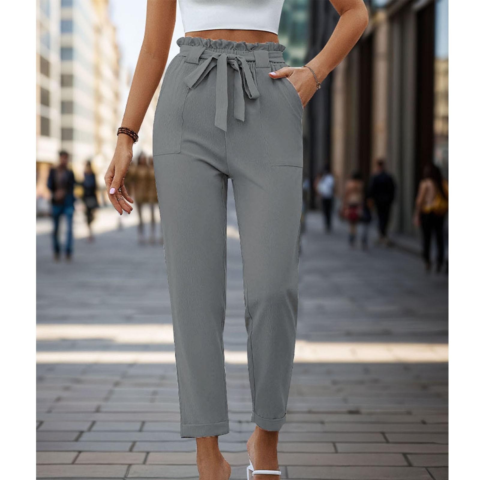 

Женские повседневные и модные однотонные плиссированные прямые брюки с подворотами S