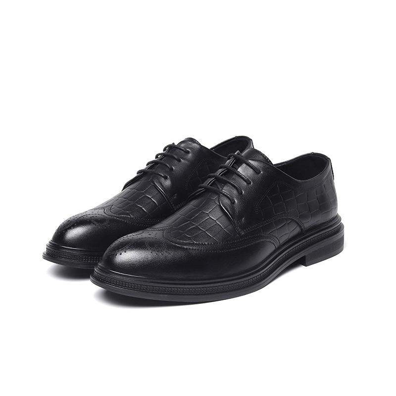 

Мужские кожаные туфли делового повседневного стиля, универсальные, черного цвета, с заостренным носком, на толстой подошве, британская мода, свадебные туфли 9625-J 44 чёрный