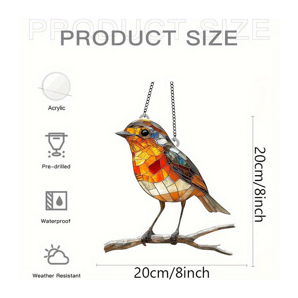

Robin Bird On Branch Suncatcher Stained Glass Effect Hanging Window Ornament Windows Garden Or Indoor Spaces Acrylic board