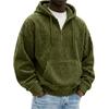Men's Vintage Corduroy Half Zip Hoodie with Large Pockets
