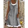 Fashionable Fake Two Denim Printed Casual Dresses