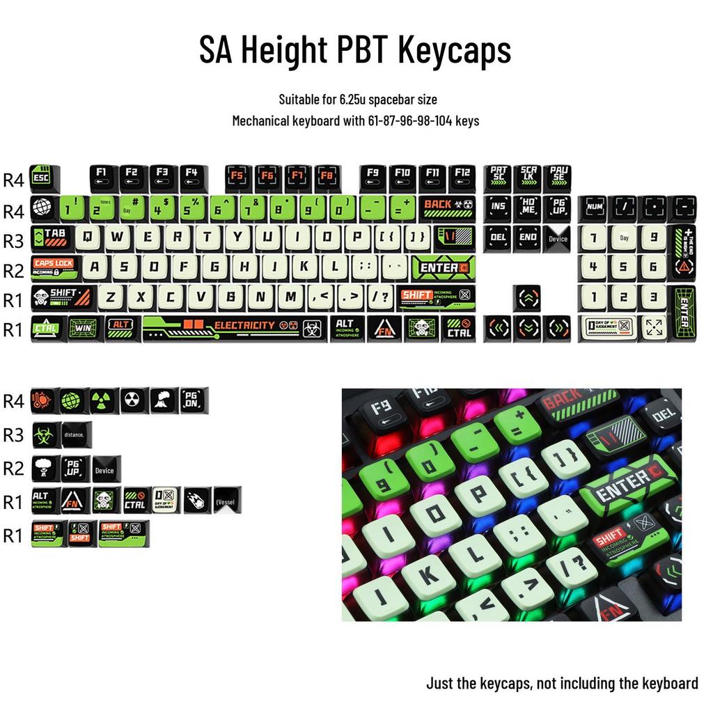 Four-Sided Translucent Color Keycaps for Customized Mechanical Keyboard