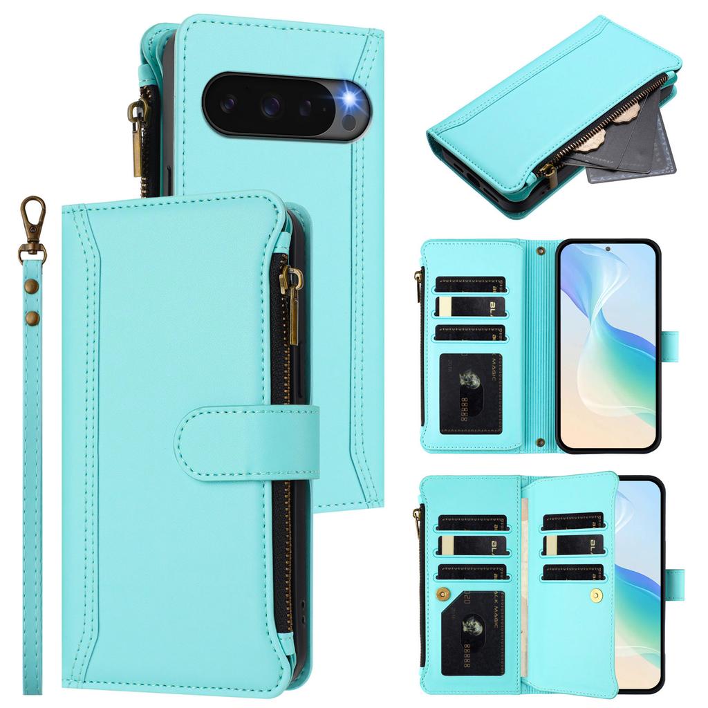 Crossbody Card Solt Zipper Wallet Book Case For Google Pixel 9 Pro XL 9A 8 8Pro 8A 7A 7 Book Pocket Bag Long Lanyard Stand Cover