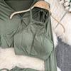 Fashion Suit Female Halter Camisole Three-Piece Set V-Neck Shawl Coat High Waist Split Skirt Autumn